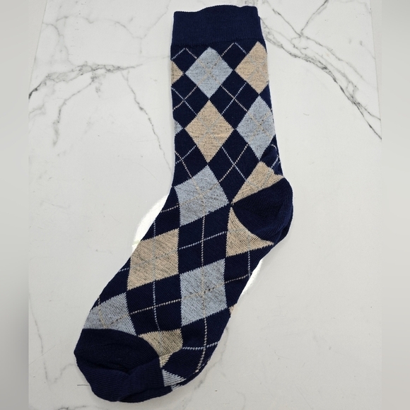 Bohemian | Argyle blue tan maximalist print preppy tube socks - Picture 5 of 7